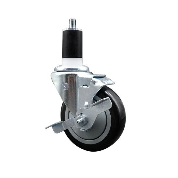 4'' Black Poly Swivel 1-1/2'' Expanding Stem Caster with Brake